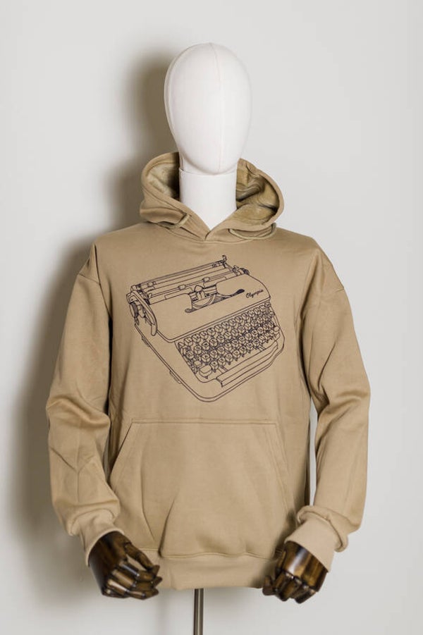 Pullover mit Schreibmaschinendruck- hellbraun / dunkelblau - 440g/m²