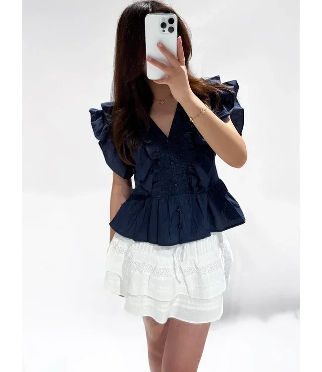 Kacey ruffle top navy