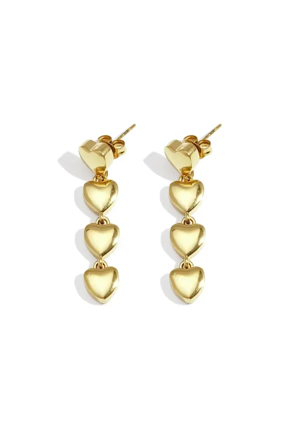 Row of heart oorbellen