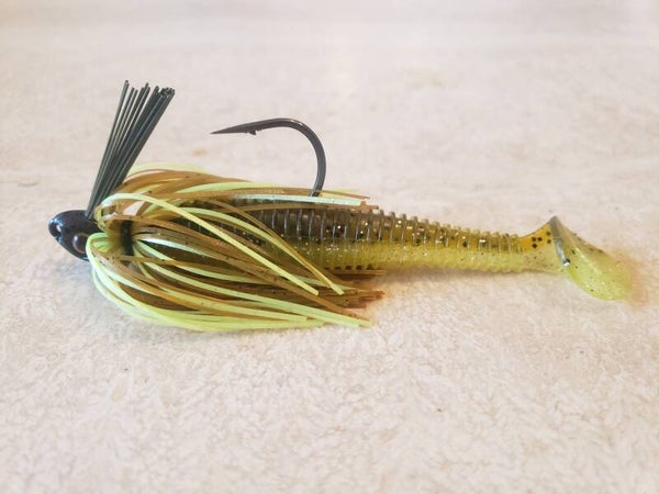 Joe's Ribbed Body Swim Jig. Chartreuse Moose. 1/2 OZ.