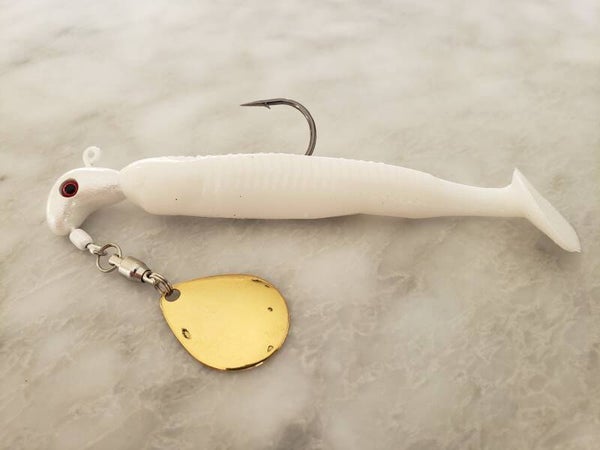 Joe's custom Spin Jig. Ghost White. 1/4 OZ.