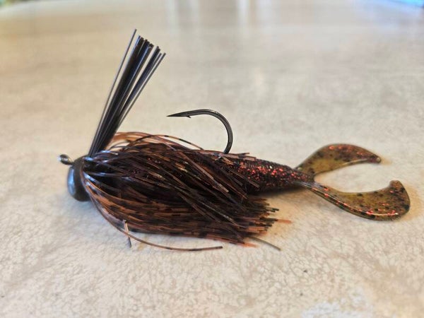 Joe's hand tied football jigs. Natural crawfish. 3/4 oz.