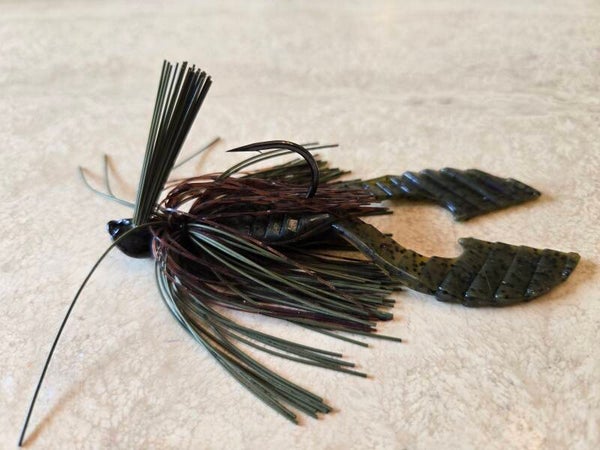 Joe's custom hybrid flipping Jig. 3/8 oz. Brown/watermelon crawfish.