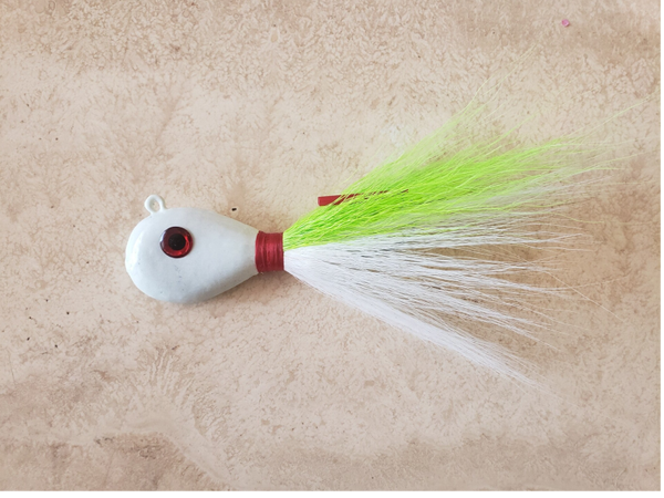 Joe's Custom Saltwater Hair Jigs. Chartreuse/White. 3 oz.