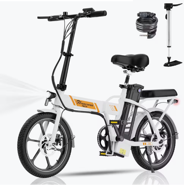 Bici Elettrica Pieghevole 250W Compatta e Leggera – EVERCROSS EK5 Bianca