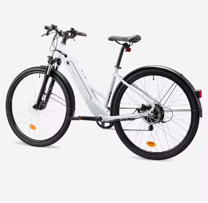 Bici elettrica trekking a pedalata assistita E-ACTV 100 telaio basso grigia