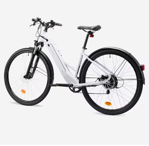 Bici elettrica trekking a pedalata assistita E-ACTV 100 telaio basso grigia