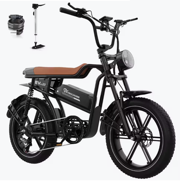 EVERCROSS Bicicletta Elettrica Montagna 20"x4.0-Doppia Sospensione-48V15.6Ah-NFC-APP-EK30