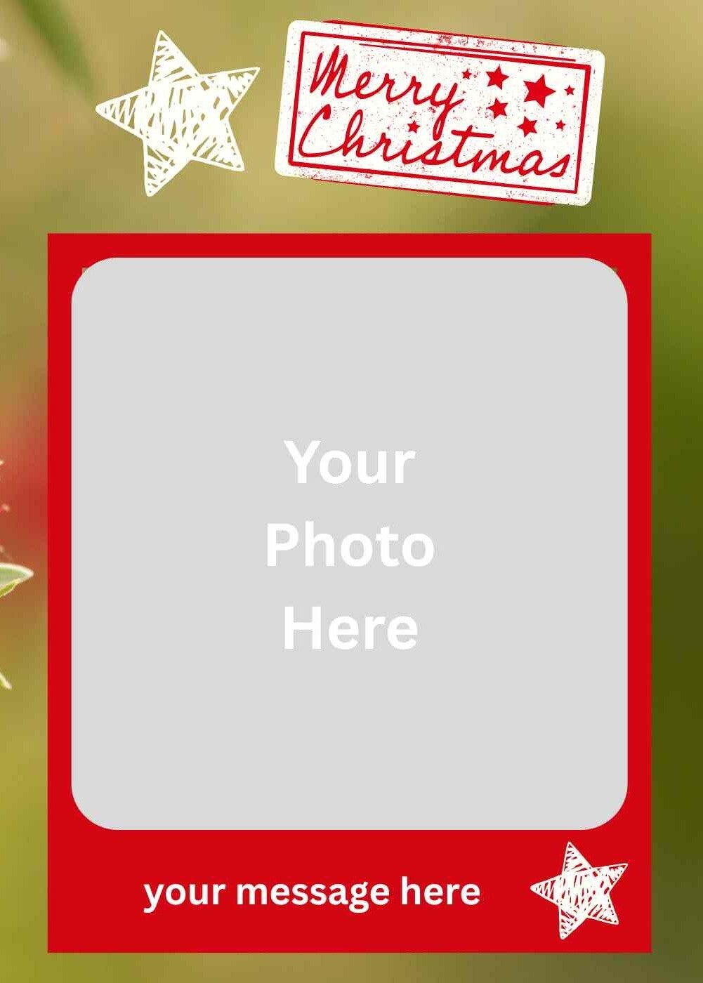 Christmas Photo Greeting Card Bottle Brush Template - Instant Digital Download with Instructions