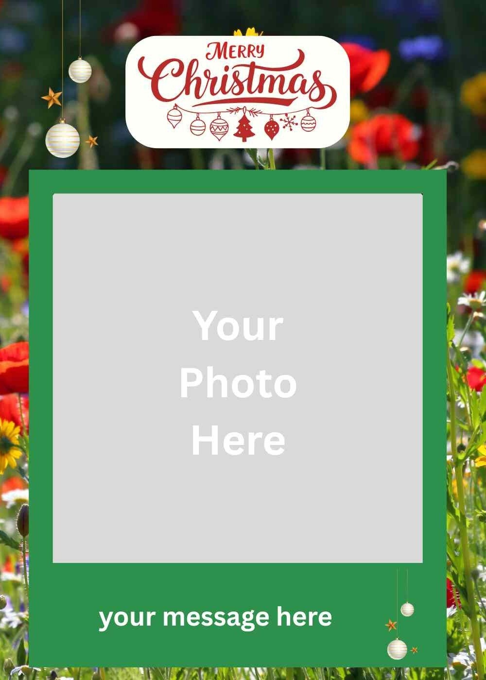 Christmas Photo Greeting Card Wildflowers Template - Instant Digital Download with Instructions