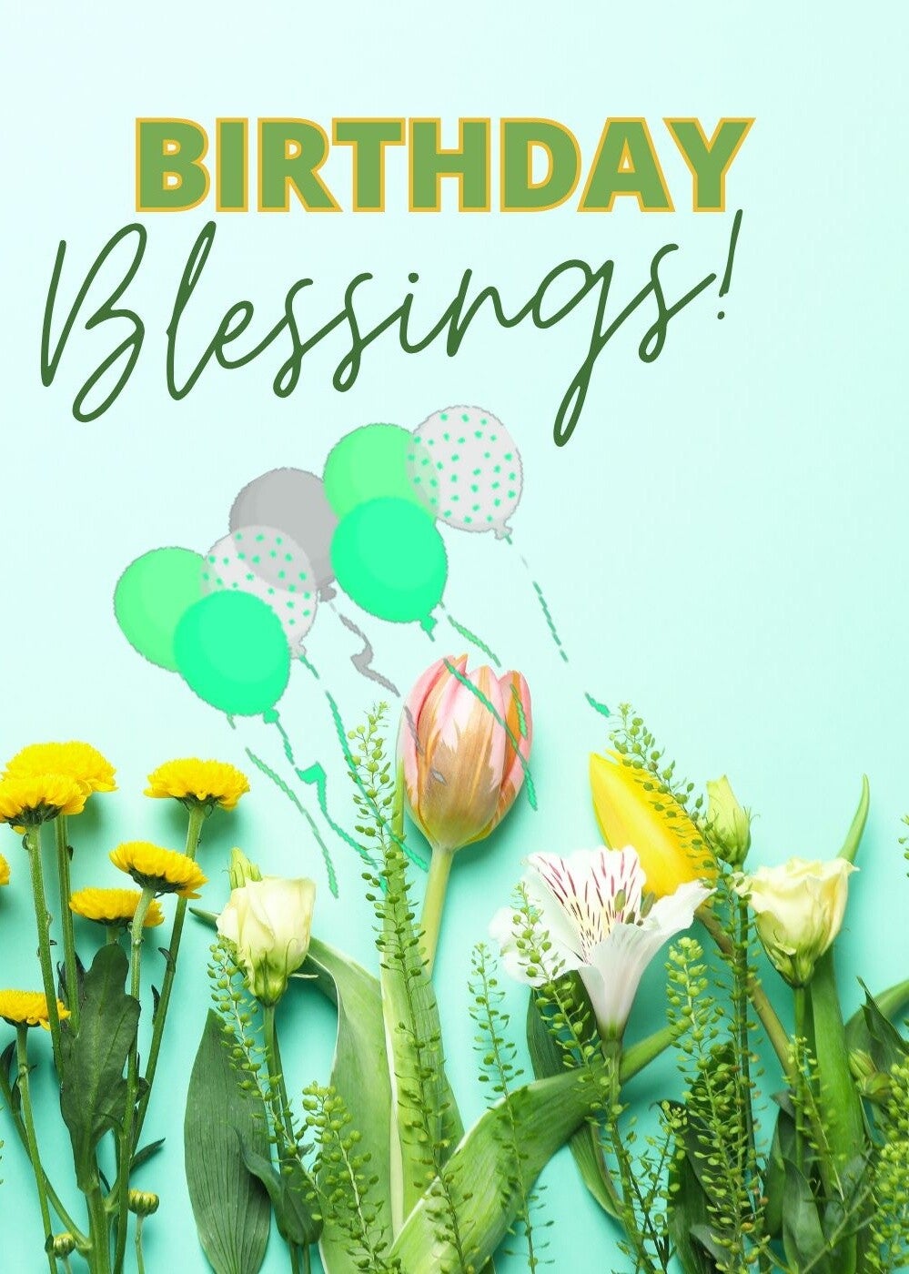 Birthday Card Floral and Balloons