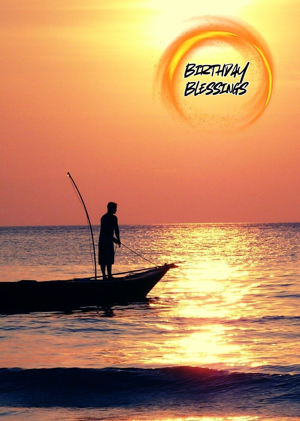 Birthday Card Fishing at Sunset