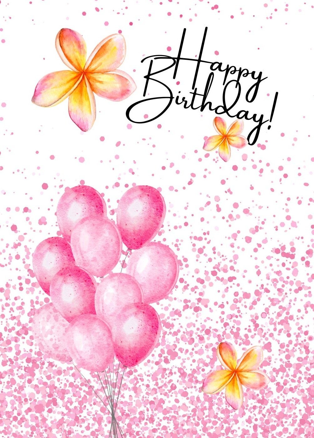 Birthday Card Pink Balloons & Frangapini