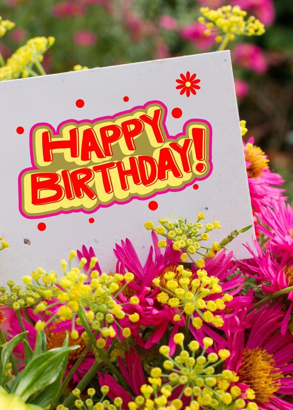 Birthday Card Colourful Blooms