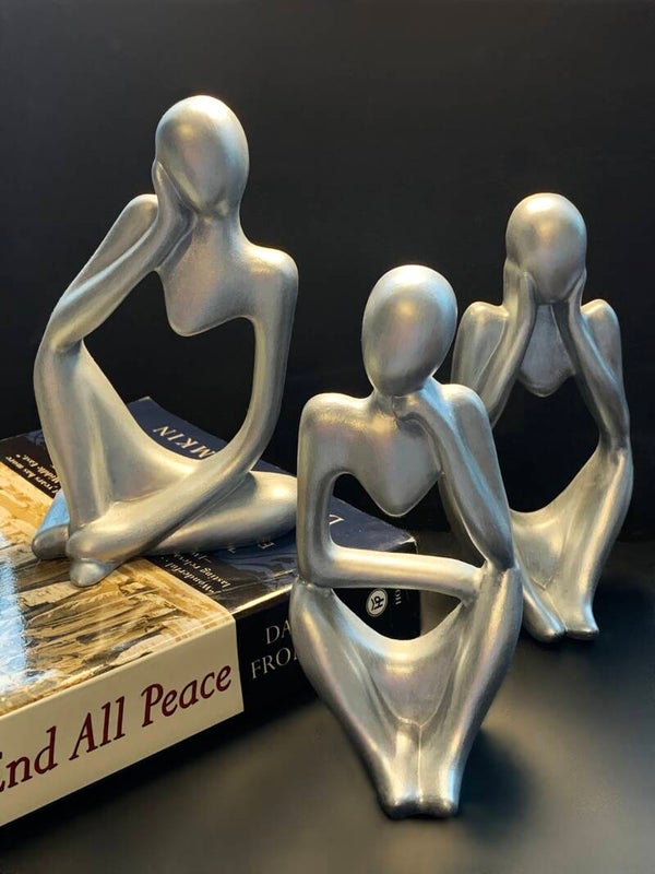 3-Piece Handmade Plaster Cast Abstract Statues