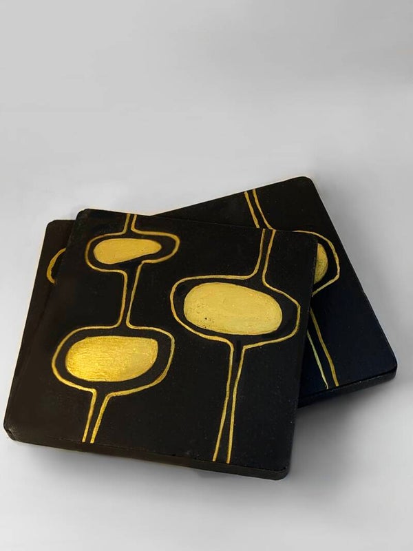 Black and Gold Abstract Coasters