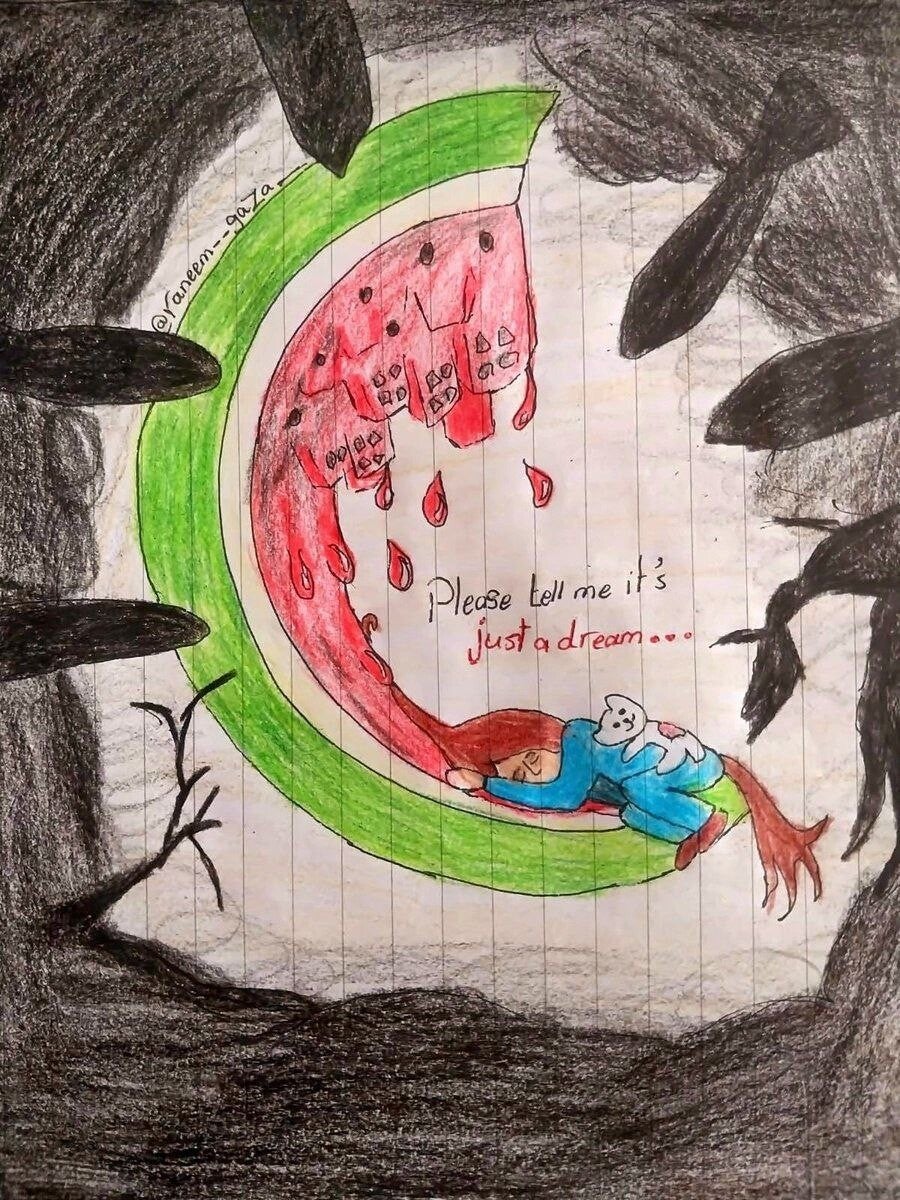 A Nightmare in Red and Green by Raneem from Gaza