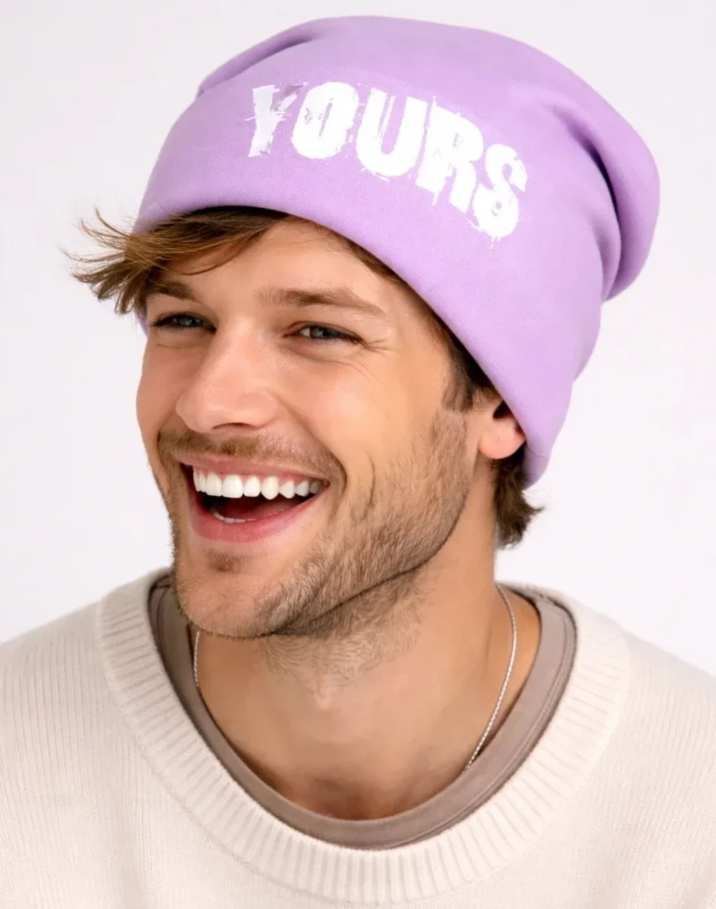 Slouch Beanie von YOURS mind mit LOGO / Flieder