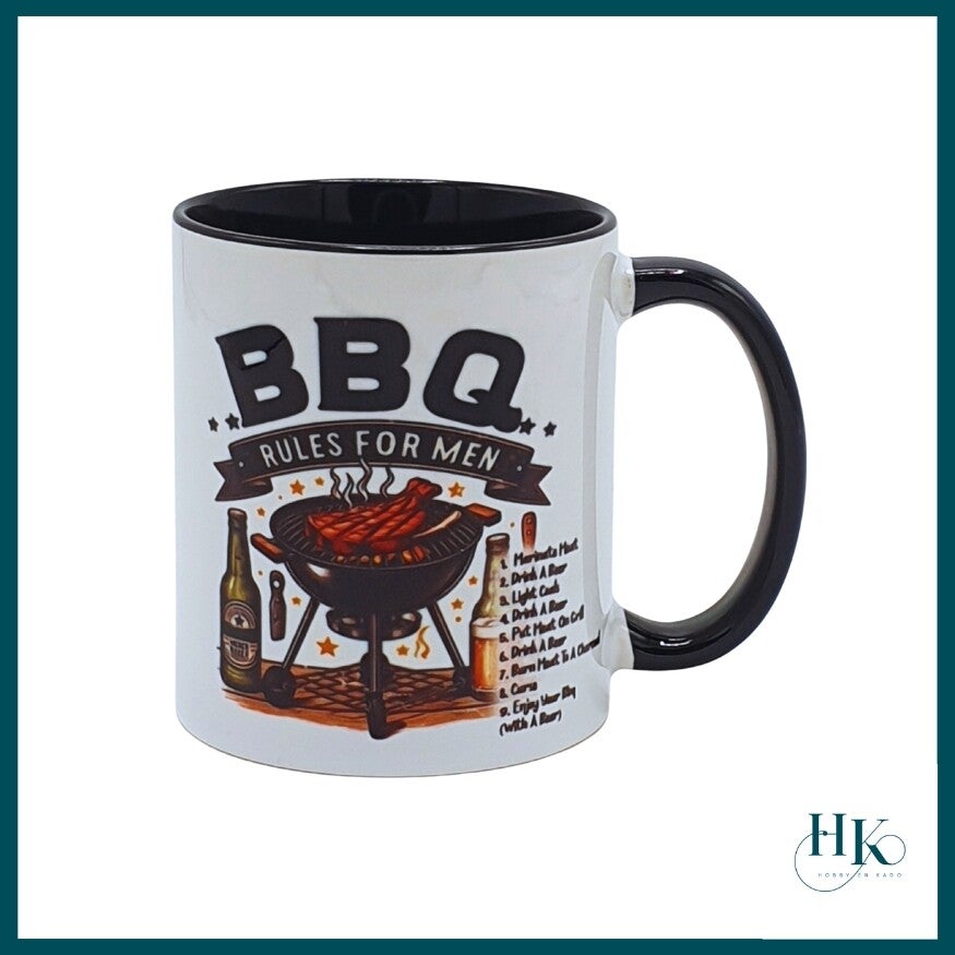Bedrukte mok voor mannen BBQ regels