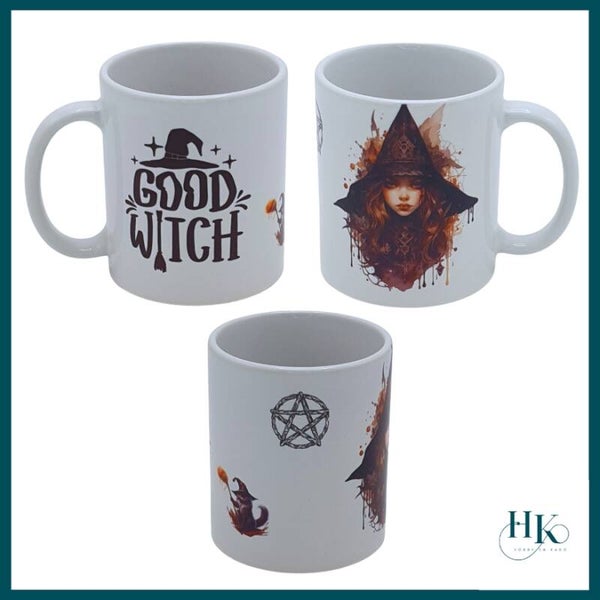 Bedrukte mok met Heks en tekst Good Witch