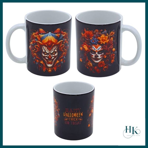 Bedrukte mok met Halloween Clowns