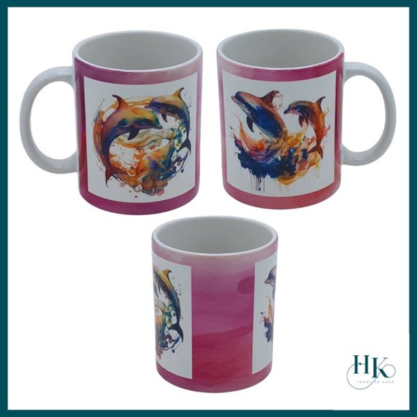 Bedrukte mok met kleurrijke Dolfijnen