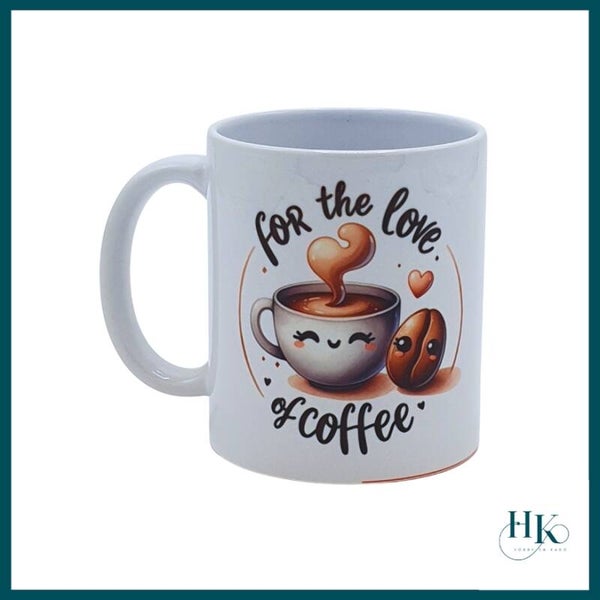 Bedrukte mok met kopje koffie en tekst quote