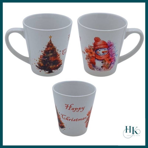 Bedrukte mok Sneeuwpop en Kerstboom Latte Macciato