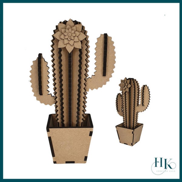 Houten Cactus Ropus woondecoratie 3D Laser