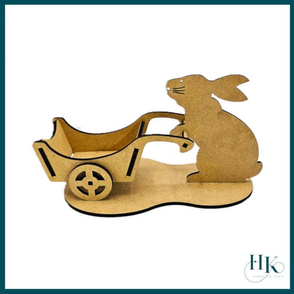 Houten Paashaas Decoratie Paashaas met kruiwagen
