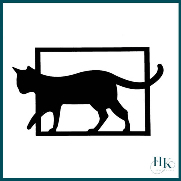 Houten Kat die uit het frame loopt, wanddecoratie
