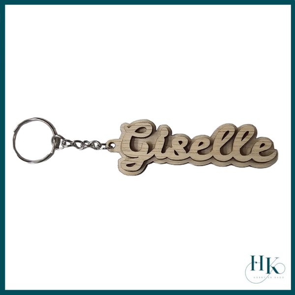 Sleutelhanger met eigen naam van hout