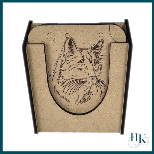 Onderzetters met afbeeldingen van kattenn.