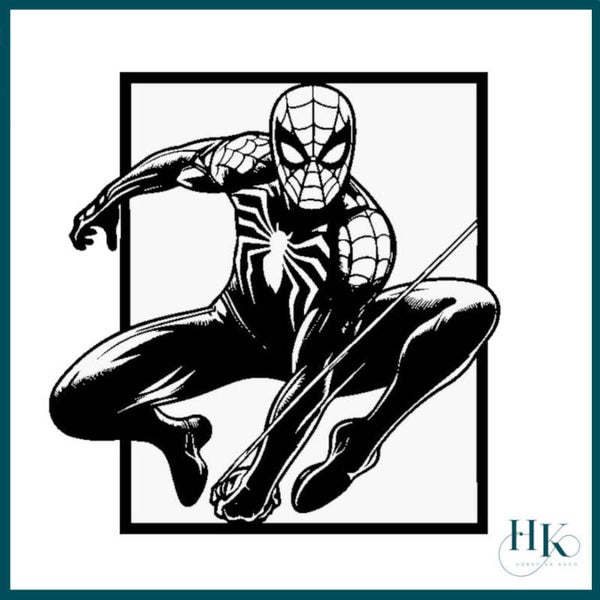 Houten Wanddecoratie Met spiderman klaar voor de strijd