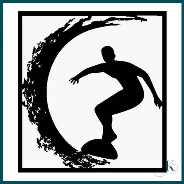 Houten Wanddecoratie Surfer in actie.
