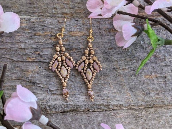 Pink And Gold Drop Earrings