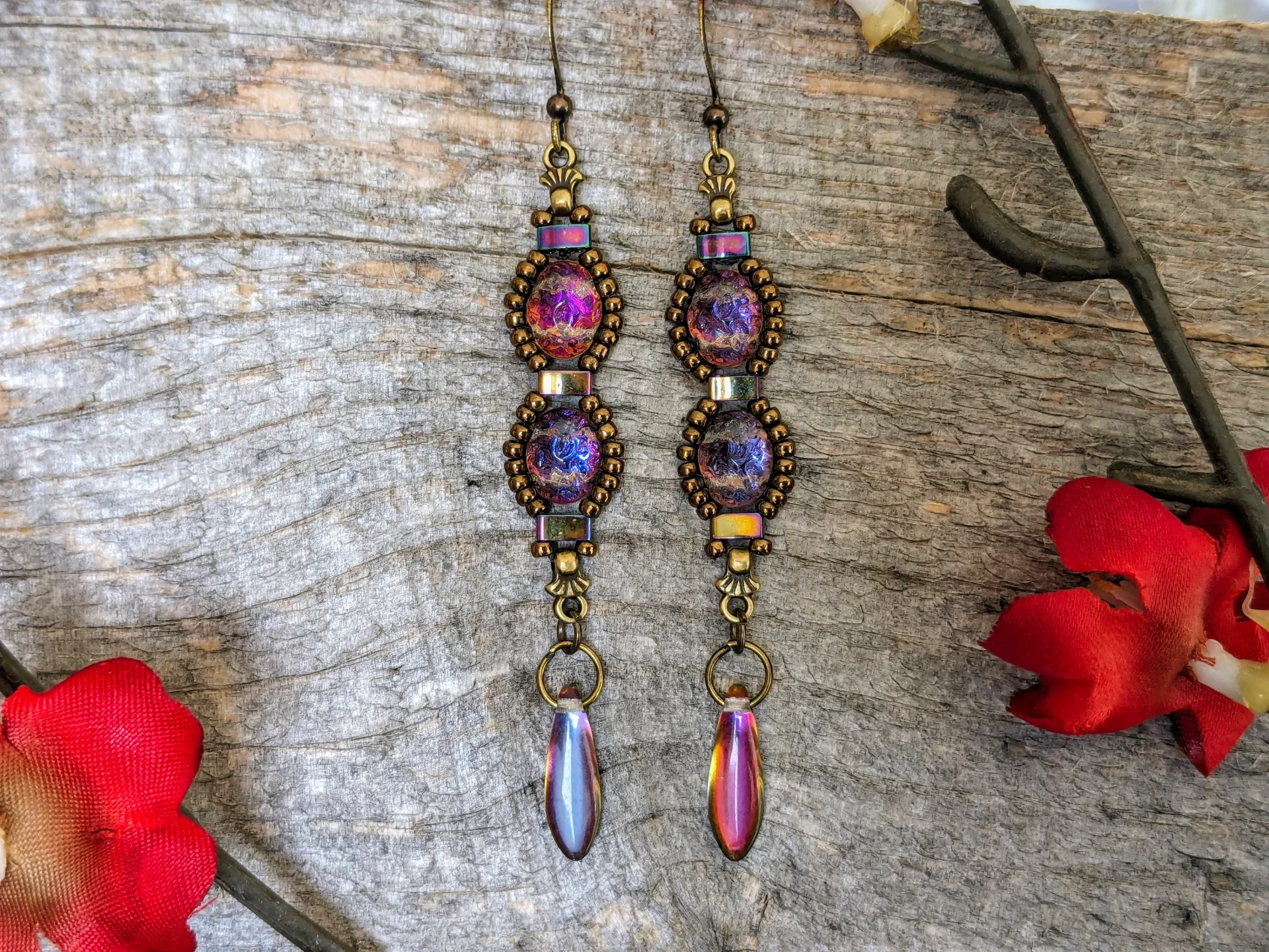 Elegant Pink and Purple Long Dangles