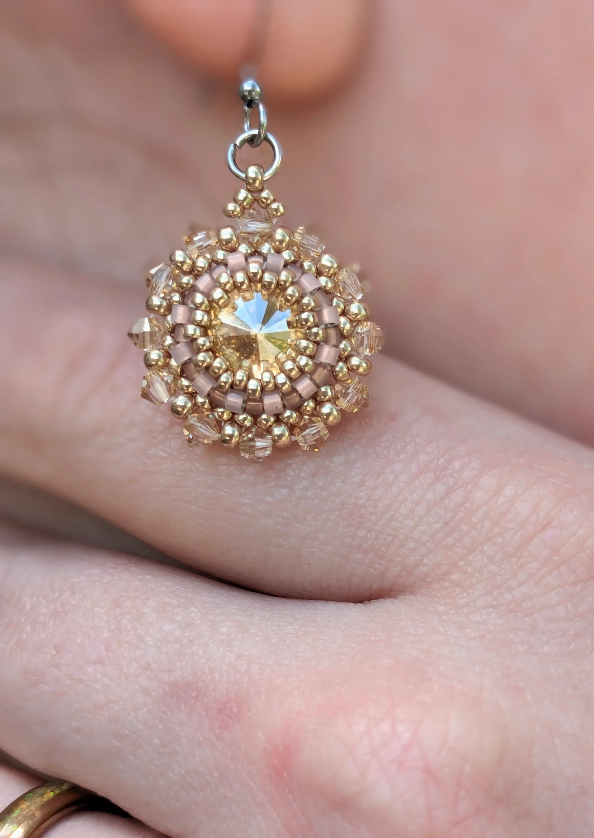 Sparkly Gold and Pink Earrings