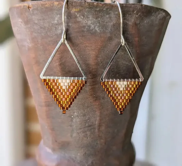 Geometric Beaded Triangle Earrings