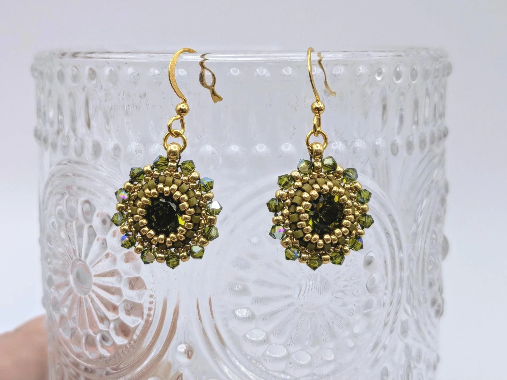 Olive Green Chaton Earrings