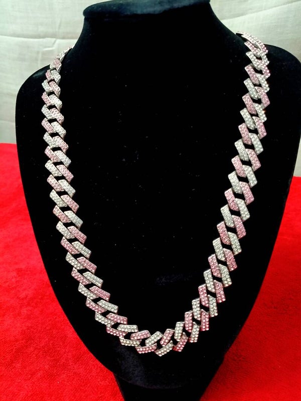 Pink and silver flat chain