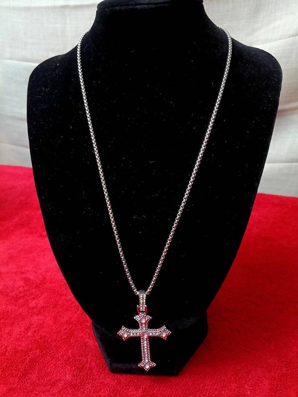 White ruby cross necklace
