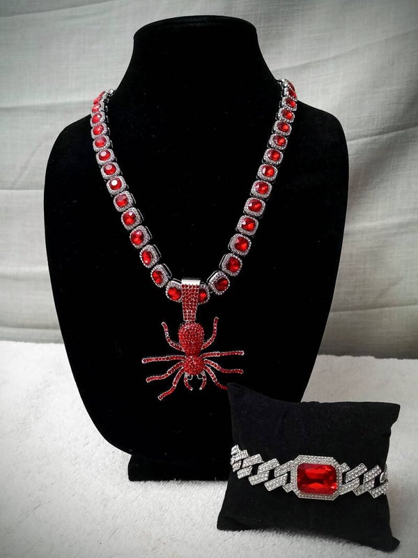 Red silver spider set