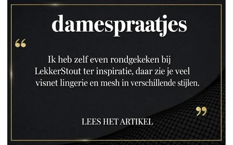 Artikel van damespraatjes waar LekkerStout in wordt benoemd