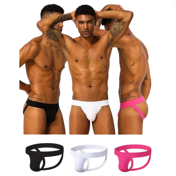 3-Pack Sexy Jockstraps - Zwart, Wit & Roze