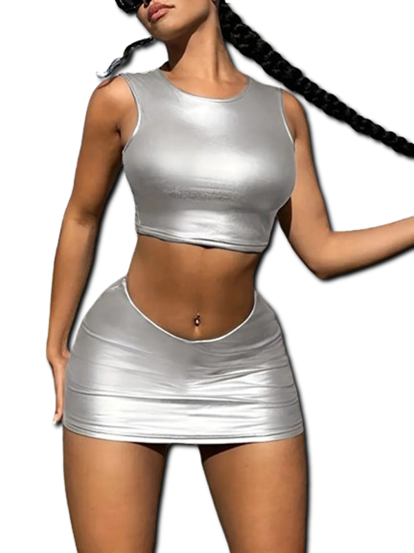 Mouwloos Topje Met Ronde Hals & Minirok