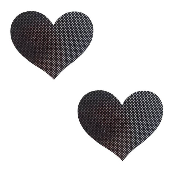 Zwarte Hart Tepelstickers met Zilveren Stippen - Romantisch
