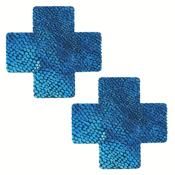 Festival Tepelsticker Blauw Kruis Glanzend