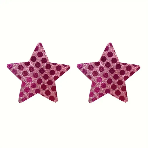 Roze Glitter Ster Tepelstickers | Stippen Rave