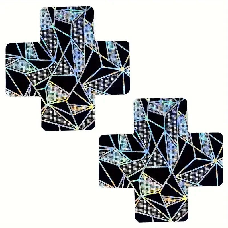 Zilveren Holografische Kruis Tepelstickers - Rave & Techno Look